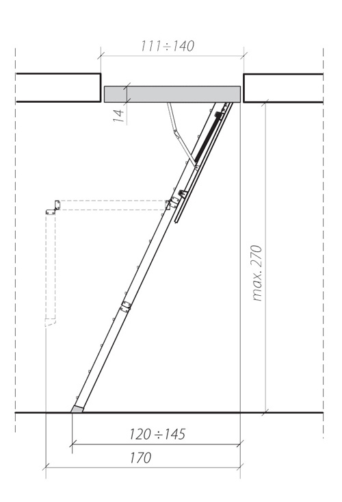 Сходи Fakro LWS 3-секційні, висота 270см.